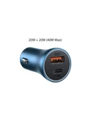 Baseus Golden Connector Pro U+C 40W Hızlı Type-C to Lightning Kablo Setli Araç Şarj Cihazı Mavi - 3
