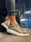 Knack Yüksek Taban Renkli Baskılı Günlük Ayakkabı 046 Gri thumbnail 3