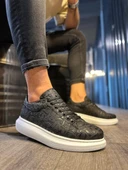 Knack Yüksek Taban Harf Desenli Günlük Ayakkabı 047 Siyah (Beyaz Taban) thumbnail 2