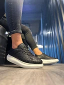 Knack Yüksek Taban Harf Desenli Günlük Ayakkabı 047 Siyah (Beyaz Taban) thumbnail 4