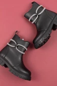 Siyah Fermuarlı Detaylı Kız Çocuk Botu - 1