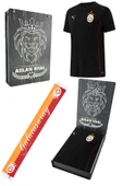 Galatasaray Orijinal Lisanslı Sıfır Yaka Siyah Antrenman 5 Yıldızlı T-Shirt + Şal Kaşkol Set Hediyelik Ahşap Kutulu - 1