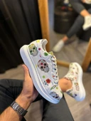 Knack Yüksek Taban Renkli Baskılı Günlük Ayakkabı 046 Beyaz Kurukafa thumbnail 2