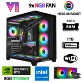 Xaser Sword X170 i5 14400F 32GB Ram 1TB M.2 NVMe SSD 8GB RTX5060 Sıvı Soğutmalı Masaüstü Oyuncu Bilgisayarı thumbnail 1