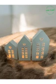 Gobo Mum Hediyeli 3'lü Ev Mumluk Seti – Dekoratif Aydınlatma & Şık Ev Dekoru(18,5 cm / 16,1 cm / 12,5 cm) - 4