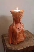 Gobo Dekoratif Masa Üstü Karyadit Kızı Hediyeli Mumluk Turuncu 18 X 12 Cm - 1