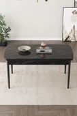Calvin Siyah Mermer 80x132 Açılabilir Mdf Masa Yemek Odası Takımı, Mutfak Takımı 4 Adet Sandalye Gri - 4
