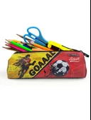 Kalem Kutusu Sarı Kırmızı Futbol Üçgen Kalemkutu Jumbo Vegan Deri Kalemlik thumbnail 3