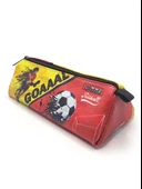 Kalem Kutusu Sarı Kırmızı Futbol Üçgen Kalemkutu Jumbo Vegan Deri Kalemlik thumbnail 1