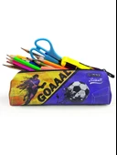 Kalem Kutusu Lacivert Sarı Renkli Futbol Üçgen Kalemkutu Jumbo Vegan Deri Kalemlik thumbnail 3