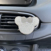 Kristal Tasli Panda Pleksi Havalandirma Klips Oto Kokusu Gumus Beyaz - 1