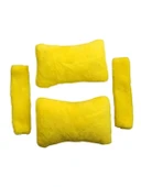 Pelus Ortopedik Araba Seyahat Boyun Yastigi Emniyet Kemer Pedi Seti Sari - 1