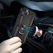 iPhone 15 Uyumlu Kamera Korumalı Standlı Yüzüklü Tank Kılıf - 3