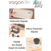 Vagonlife 1350 ml Iki Kat Üç Bölme Paslanmaz Çelik Lunch Box Yeni Nesil Sefer Tası-Sos Kaseli MODEL-FFLBOX10110-2S - 2