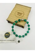 MK TASARIM Gerçek Yeşil Akik Taşı Bileklik (ARA KÜÇÜK TAŞLAR HEMATİT TAŞIDIR) Mk.020.010 thumbnail 3