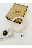 Gerçek Pembe Kuvars Taşı Bileklik | Mktasarım Özel Kutusunda | Mktasarım Özel Müşteri Kartlı thumbnail 2