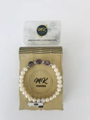 MK TASARIM GERÇEK İNCİ GERÇEK AMETİST TAŞI BİLEKLİK MKT42005 thumbnail 1