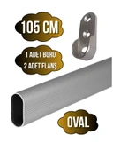 Alüminyum OVAL Dolap Mobilya Askı Borusu(2 ADET FLANŞ-1 ADET BORU)(ALÜMİNYUM) 105cm thumbnail 1