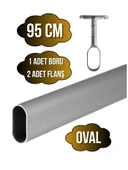 Alüminyum Oval Dolap Mobilya Askı Borusu(2 ADET AYAKLI AÇIK FLANŞ-1 ADET BORU)(EN:15MM BOY:25MM) 95cm thumbnail 1