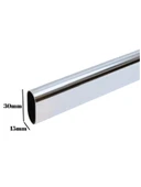 Metal Oval Krom Mobilya Dolap Askı Borusu(KROM)(OVAL)(2 ADET FLANŞ-1 ADET BORU)(BOY:30MM EN:15MM) Krom 105cm thumbnail 3