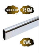 Metal Krom Oval Askı Borusu Mobilya Askı Borusu(METAL)(KROM)(OVAL)(EN:15MM BOY:30MM) Krom 75cm thumbnail 1