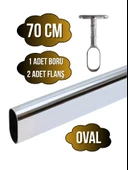 Metal Oval Krom Mobilya Dolap Askı Borusu(KROM)(OVAL)(2 ADET AYAKLI AÇIK FLANŞ-1 ADET BORU) Krom 70cm thumbnail 1