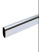 Metal Oval Krom Mobilya Dolap Askı Borusu(KROM)(OVAL)(2 ADET AYAKLI AÇIK FLANŞ-1 ADET BORU) Krom 130cm - 2
