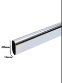 Metal Oval Krom Mobilya Dolap Askı Borusu(KROM)(OVAL)(2 ADET FLANŞ-1 ADET BORU)(BOY:30MM EN:15MM) Krom 55cm thumbnail 3
