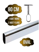 Metal Oval Krom Mobilya Dolap Askı Borusu(KROM)(OVAL)(2 ADET AYAKLI AÇIK FLANŞ-1 ADET BORU) Krom 80cm thumbnail 1