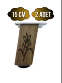 Kale Eğimli Ayarlı Çiçek Desenli Ahşap Ayak Mobilya Masa ve Dolap Ayağı(KOYU CEVİZ)(CEVİZ AĞACI) Ceviz 15cm 15cm - 2 ADET - 1