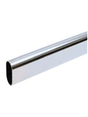 Metal Oval Krom Mobilya Dolap Askı Borusu(KROM)(OVAL)(2 ADET AYAKLI KAPALI FLANŞ-1 ADET BORU) Krom 140cm - 2