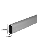 Alüminyum Oval Dolap Mobilya Askı Borusu(2 ADET AYAKLI AÇIK FLANŞ-1 ADET BORU)(EN:15MM BOY:25MM) 45cm - 3