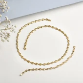 14 Ayar Altın Kaplama İtalyan Gösterişli ve Hafif Zincir Gümüş Kolye - NP00100 thumbnail 3