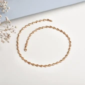 14 Ayar Altın Kaplama İtalyan Gösterişli ve Hafif Zincir Gümüş Kolye - NP00100 thumbnail 5