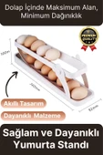 Premium Yer Tasarruflu Saklama Kabı Organizeri Plastik 2 Katlı Otomatik Buzdolabı Yumurta Standı - 1