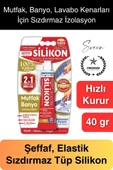 Premium 40 gr Üniversal Sızdırmaz Şeffaf Tüp Silikon Mutfak Banyo Küvet Kenarı Elastik İzolasyon - 1