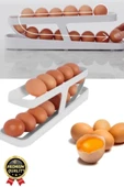 Premium Yer Tasarruflu Saklama Kabı Organizeri Plastik 2 Katlı Otomatik Buzdolabı Yumurta Standı - 2
