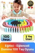 Özel Üretim Çocuk Eğitici Eğlenceli El Göz Koordinasyonu Geliştirici Renkli Domino 100 Taş Oyunu - 1