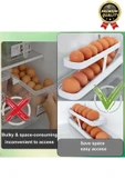 Premium Yer Tasarruflu Saklama Kabı Organizeri Plastik 2 Katlı Otomatik Buzdolabı Yumurta Standı - 3