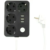 Akım Koruyuculu 3USB Port Hızlı Şarjlı 4Lü Priz thumbnail 3