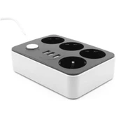 Akım Koruyuculu 3USB Port Hızlı Şarjlı 4Lü Priz thumbnail 2