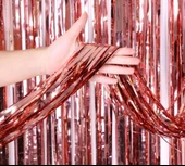Rose Gold Püsküllü Kapı Perdesi - Parti, Bekarlığa Veda, Doğum Günü 1x2 m - 1