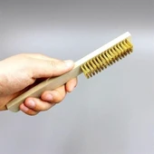 Metal Telli Fırça Ahşap Saplı Pas Kir Sökme Temizleme Fırçası thumbnail 4