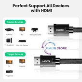 8k 60Hz HDMI 2.1 Örgülü Görüntü Aktarma Kablosu 2 Metre - 5