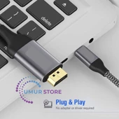 Type-C To Display Port Kablo 4K Görüntü Aktarım Kablosu 120 cm thumbnail 3