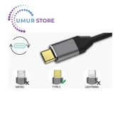 Type-C To Display Port Kablo 4K Görüntü Aktarım Kablosu 120 cm thumbnail 4