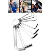 9 Parça Çelik Alyan Seti Kısa Düz Köşe Alyan Anahtar Takımı thumbnail 1