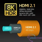 Ultra Hdtv 8k Yüksek Hızlı 5 Metre HDMI Kablosu 8k 60Hz, 4K 120Hz, 7680P Hdr 2.1V 48GBS thumbnail 2
