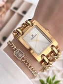 Daniel Klein Çelik Zincir Tasarım Kordonlu 30 Mt Suya Dayanıklı Kadın Kol Saati+Bileklik B.10036.S2 thumbnail 1