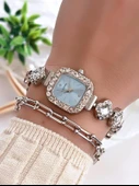 Coliseum Özel Tasarım Taşlı Kasa Ve Kordon Vintage Seri Kadın Kol Saati+ Bileklik Hediyeli CL8712.T4 thumbnail 1